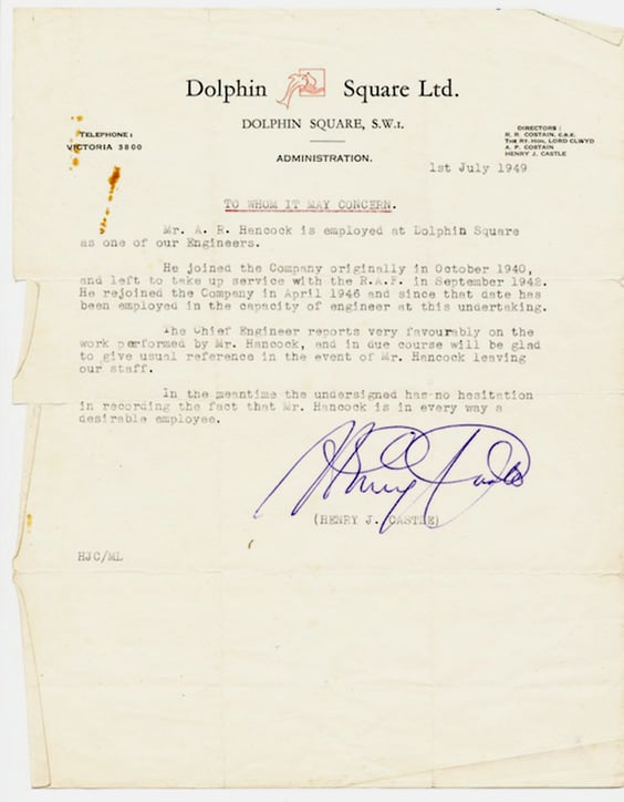 Emploment letter courtesy of Mr. Archie Hancock